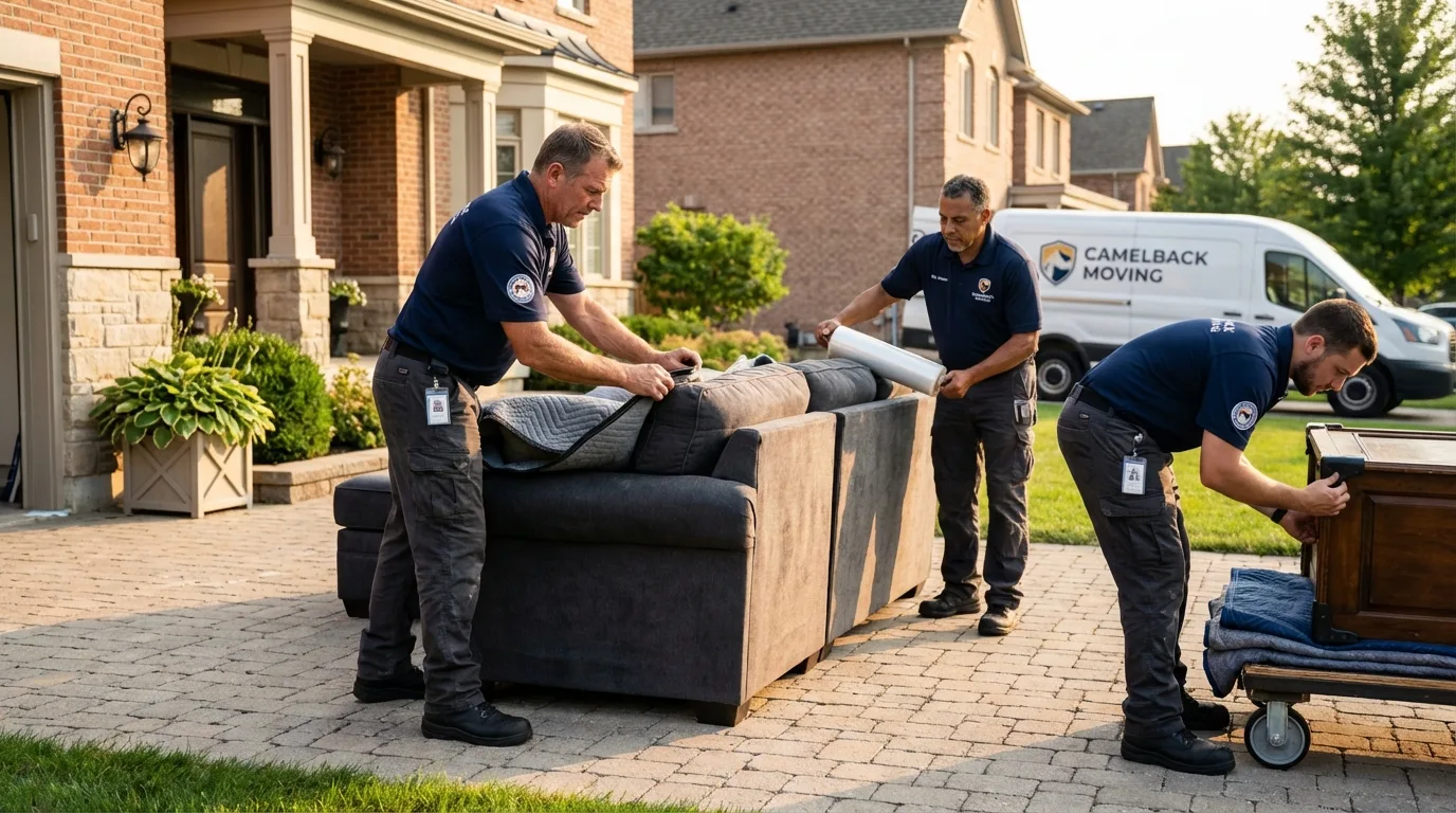 Large estate moving crew wrapping furniture in Parsippany, NJ