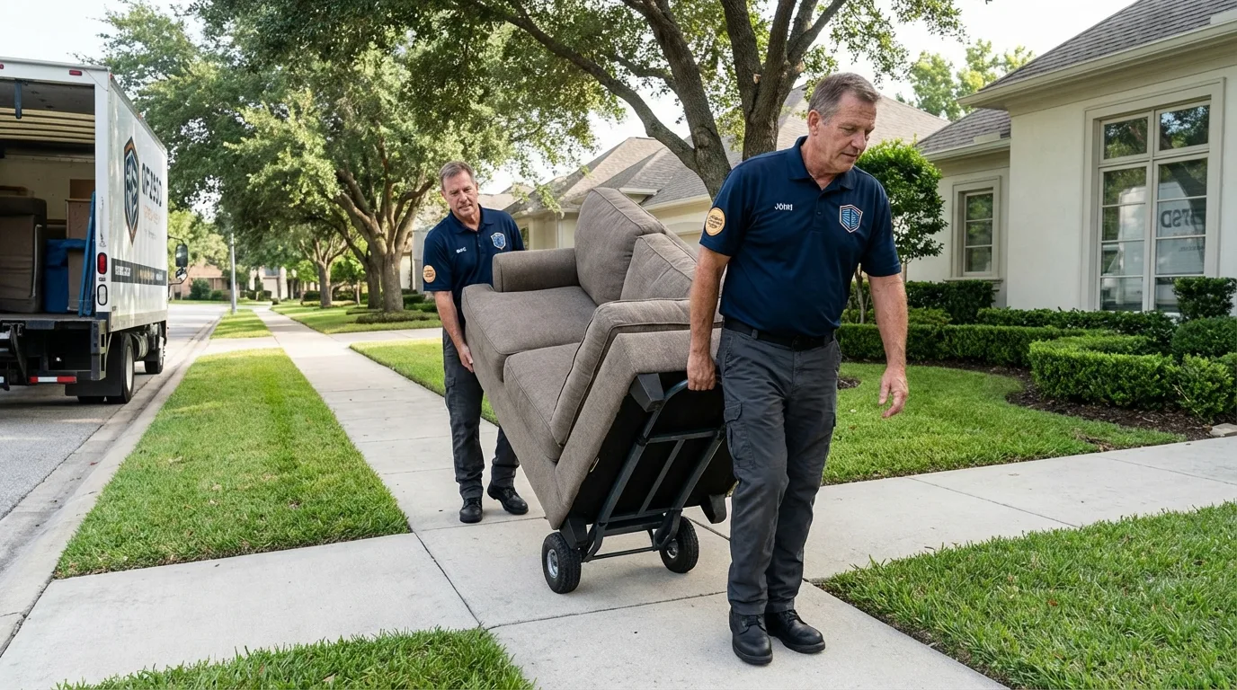 Local residential moving crew loading furniture in Parsippany, NJ