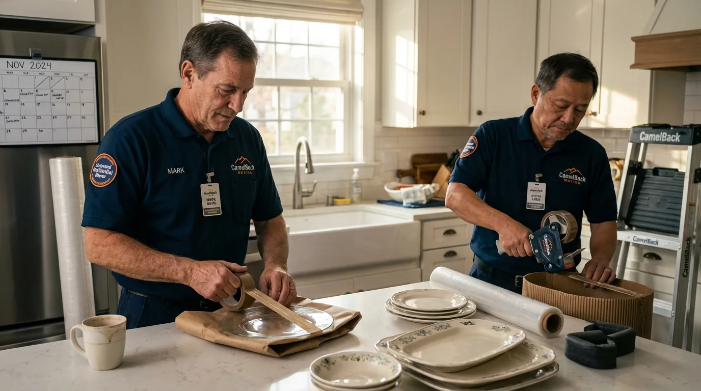 Professional crew packing kitchen dishware in Parsippany, NJ