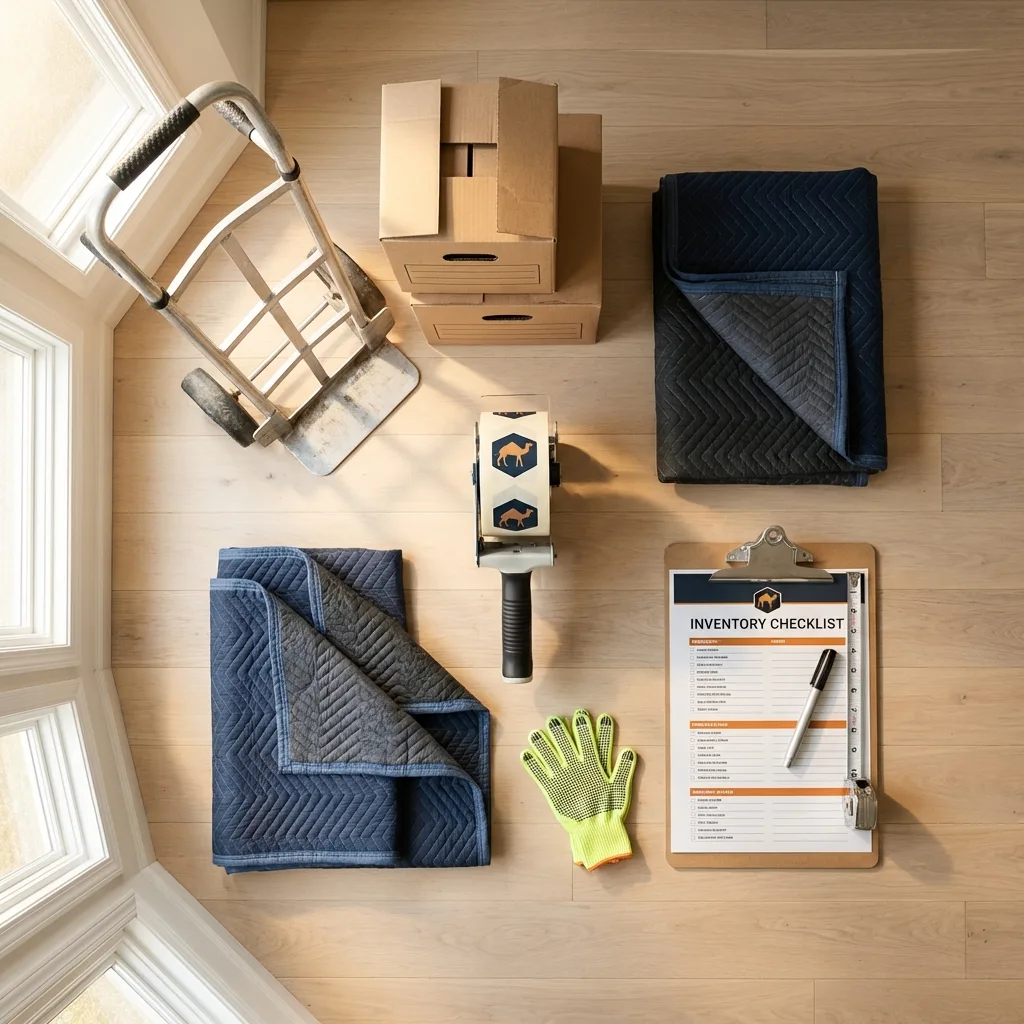 Professional moving supplies and packing materials layout for Parsippany residential relocations